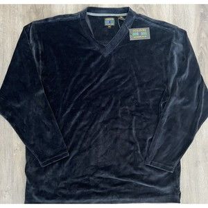 Alexander Julian COLOURS Men’s V-Neck Velour Pullover Sweater Navy Blue XXL